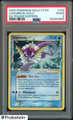 PSA 2 VAPOREON GOLD STAR HOLO EX POWER KEEPERS 2007 POKEMON NM #102 - Image 1