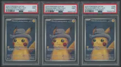 Lot (3) 2023 Pokemon SVP EN Pokemon X Van Gogh Pikachu With Grey Felt Hat PSA 9 - Image 1