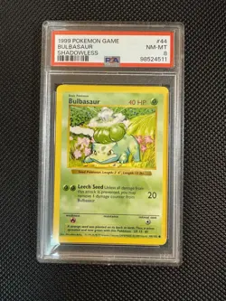 Pokemon TCG Bulbasaur Base Set, Shadowless Card 44/102 PSA 8 - Image 1