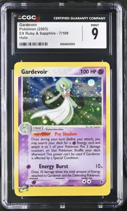 CGC 9 MINT Gardevoir 2003 EX Ruby & Sapphire 7/109 Holo Pokemon Card - Image 1