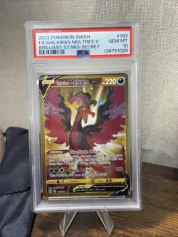 2022 POKEMON SWORD & SHIELD BRILLIANT STARS FULL ART/GALARIAN MOLTRES V PSA 10 - Image 1