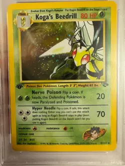 2000 Pokemon - 1st Edition Koga’s Beedrill Holo Rare - Gym Challenge 9/132 PSA 9 - Image 3