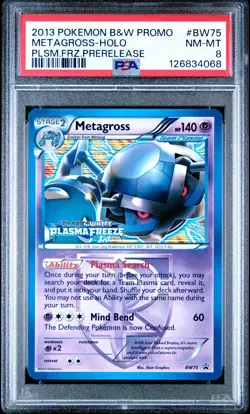 2013 POKEMON B&W PROMO PLASMA FREEZE PRERELEASE #BW75 METAGROSS-HOLO PSA 8 - Image 1