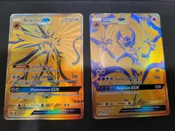Pokemon TCG - Lunala GX SM103a & Solgaleo GX SM104a Hidden Fates Gold Promos - Image 1