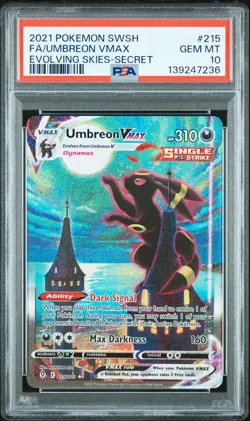 2021 POKEMON SWORD & SHIELD EVOLVING SKIES SECRET FULL ART/UMBREON VMAX PSA 10 - Image 1