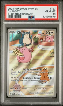 2024 POKEMON TWM EN-TWILIGHT MASQUERADE ILLUSTRATION RARE #187 CHANSEY PSA 10 - Image 1