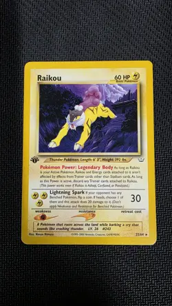 Pokemon 2000 TCG Raikou Neo Revelation 1st Edition Rare Card 22/64 Regular - Image 1
