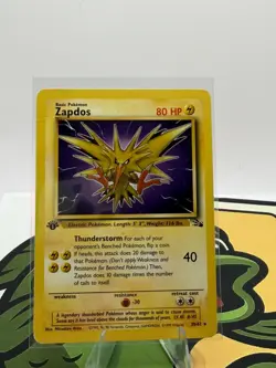 Pokemon TCG Zapdos Fossil 1st Edition Non-Holo Card 30/62 - Image 1