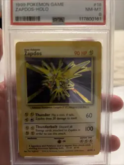 1999 Pokemon TCG Base Set Zapdos Holo Rare Card 16/102 PSA 8 - Image 1