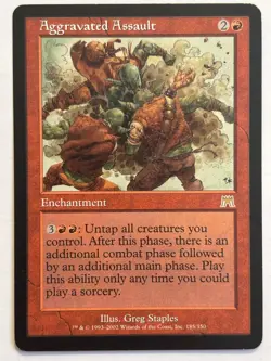MTG - Aggravated Assault - LP Rare #185 Onslaught Vintage - Image 1