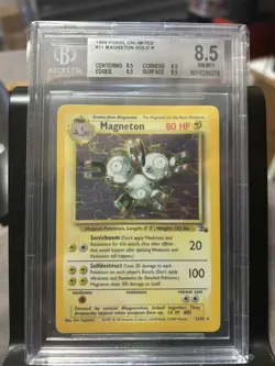 1999 Magneton Pokemon TCG Unlimited Holo Rare Card 11/62 Fossil BGS 8.5 - Image 1