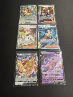 Pokemon Eevee ex Mew V Zamazenta V Ortega Tyme Grimsley’s Move - 6 Card LOT NM - Image 1
