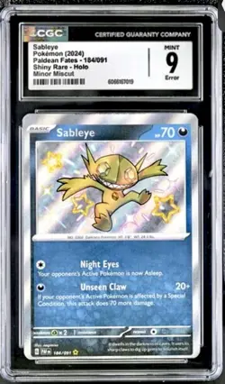 Pokemon MISCUT POP 1 Shiny Baby SABLEYE 👾 ✨ Error Rare Graded 1/1 - Image 1