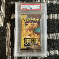 PSA 9 2018 DRAGON MAJESTY FOIL PACK POKEMON SUN & MOON DRAGONITE PACK ART - Image 1