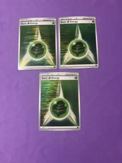 Pokemon TCG: Lot of [3] - Horizontal Holo Grass Energy - Image 1