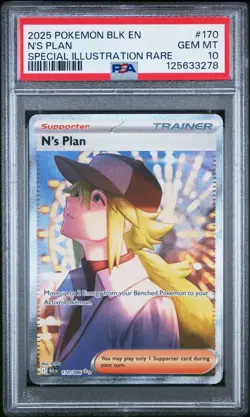 2025 POKEMON BLK EN-BLACK BOLT #170 N'S PLAN SPECIAL ILLUSTRATION RARE PSA 10 - Image 1