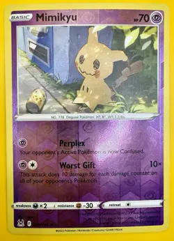 Mimikyu 080/196 Reverse Holo Rare SWSH11: Lost Origin Pokemon Card 2022 LP - Image 2