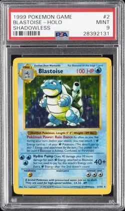 1999 POKEMON BASE SET SHADOWLESS #2 BLASTOISE-HOLO PSA 9 - Image 1