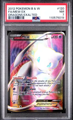 2012 POKEMON B&W DRAGONS EXALTED #120 FULL ART/MEW EX PSA 7 - Image 1
