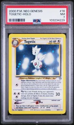 2000 Pocket Monsters Neo Genesis Togetic Holo #16 Graded PSA 7 NM MINT - Image 1