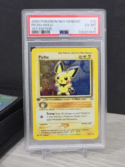 Pokemon Pichu 1st Edition Neo Genesis Rare 12/111 PSA 6 Clear Double Swirl Holo - Image 1