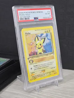 Pokemon Pichu 1st Edition Neo Genesis Rare 12/111 PSA 6 Clear Double Swirl Holo - Image 3