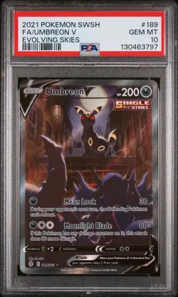 PSA 10 Gem Mint Umbreon V - Full Art 189 SWSH Evolving Skies 2021 Pokemon - Image 1