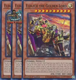 Yugioh! 3x Eldlich the Golden Lord Alternate Art RA01-EN019 Super Rare 1st Ed NM - Image 1