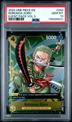 2024 ONE PIECE P-042 CHAMPIONSHIP EVENT PACK VOL 3 PROMO RORONOA ZORO PSA 10 - Image 1
