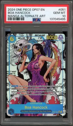 One Piece CCG Bo Hancock Manga Alternate Art OP07-051 PSA 10 Gem Mint - Image 1