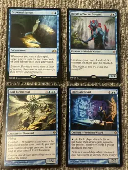 Magic The Gathering MTG Blue Rare Card Lot Drowned Secrets Roil Elemental - Image 1