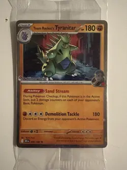 Pokemon Center Stamp Team Rockets Tyranitar 096/182 Destined Rivals Promo Card - Image 1