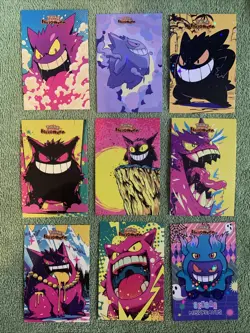 GENGAR Retro Anime Lot (9) Cards POKEMON DATABASE HALLOWEEN ICE HOLO 2025 Peru - Image 1