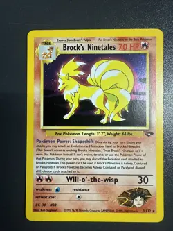 Pokemon TCG Brock's Ninetales Unlimited Holo Rare Card Gym Challenge 3/132 NM+ - Image 1