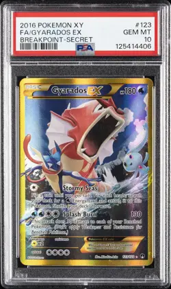 2016 POKEMON XY BREAKPOINT SECRET #123 FULL ART/GYARADOS EX PSA 10 - Image 1