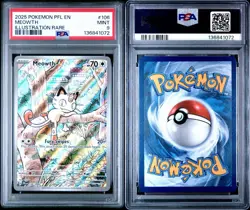 2025 POKEMON PFL EN-PHANTASMAL FLAMES ILLUSTRATION RARE #106 MEOWTH PSA 9 - Image 3