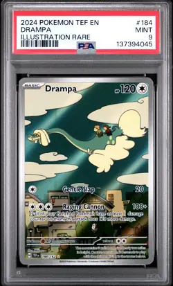 2024 POKEMON TEF EN-TEMPORAL FORCES ILLUSTRATION RARE #184 DRAMPA PSA 9 - Image 1