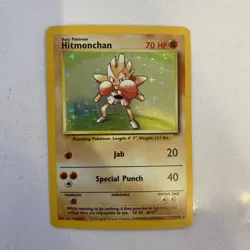 Pokemon TCG Hitmonchan 7/102 Base Set Holo Rare Unlimited WOTC Vintage - Image 1