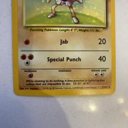 Pokemon TCG Hitmonchan 7/102 Base Set Holo Rare Unlimited WOTC Vintage - Image 2