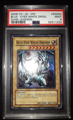 Yu-Gi-Oh! Blue-Eyes White Dragon, DLG1-EN002, Super Rare, Englisch, PSA 9 - Image 1