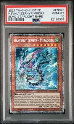 Yugioh PSA 10 GEM MT Heavenly Zephyr - Miradora Starlight Rare 1st Edition - Image 1