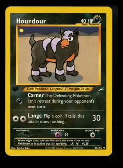 1st Edition Houndour 43/105 Neo Destiny 2000 WOTC Pokemon Card TCG - Image 1