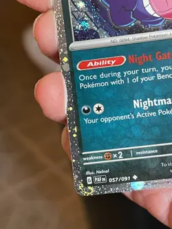 POKEMON GENGAR 057/091 COSMOS HOLO TRICK! OR TRADE SWIRLS NM PALDEAN FATES CARD - Image 5