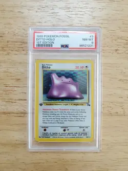 Pokemon PSA 8 NM-MINT 1999 Ditto 1st Edition Fossil Holo Card - Image 1