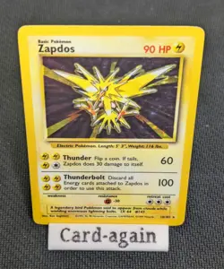 Pokemon TCG Zapdos Base Set Holo Rare Card 16/102 - MP - Image 1