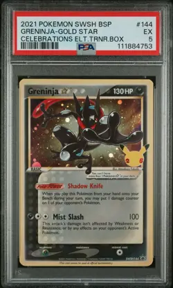 2021 POKEMON SWSH BLACK STAR PROMO #144 GRENINJA-GOLD STAR PSA 5 - Image 1