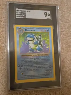 1999 Pokemon Base Set Shadowless Blastoise Holo SGC 9 MINT English NOT PSA 2/102 - Image 1
