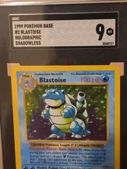 1999 Pokemon Base Set Shadowless Blastoise Holo SGC 9 MINT English NOT PSA 2/102 - Image 3