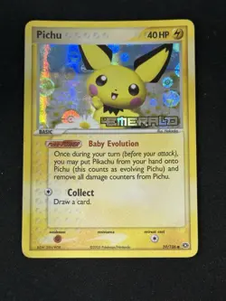 Pokemon TCG: Pichu 59/106 EX Emerald Stamped Holo Common LP - Image 1
