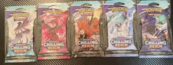Chilling Reign Sleeved Pokemon Tcg Booster Packs - Complete Full Art Set - Image 1